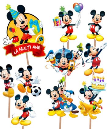 Figurine pentru tort Mickey Mouse set toppere aniversare copii