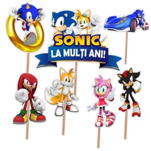figurine tort sonic 7 piese pentru aniversare baiat