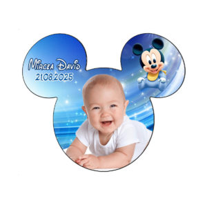 Magnet botez Mickey Mouse personalizat – model 4