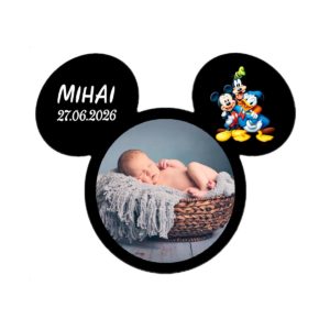 Magnet botez Mickey Mouse personalizat – model 5