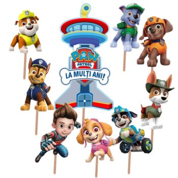 figurine tort patrula catelusilor set 9 piese decor paw patrol