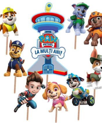 figurine tort patrula catelusilor set 9 piese decor paw patrol