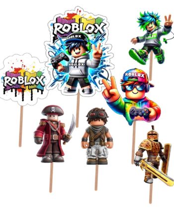 figurine tort roblox 7 piese pentru aniversare baiat