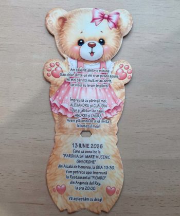 invitatie botez ursulet personalizata cu text