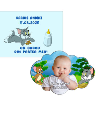 marturii botez baieti tom si jerry cu plic personalizat