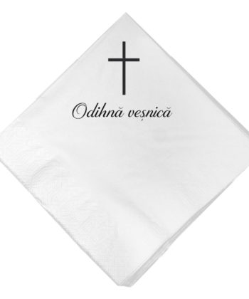 servetele parastas alb cu scris negru odihna vesnica si cruce