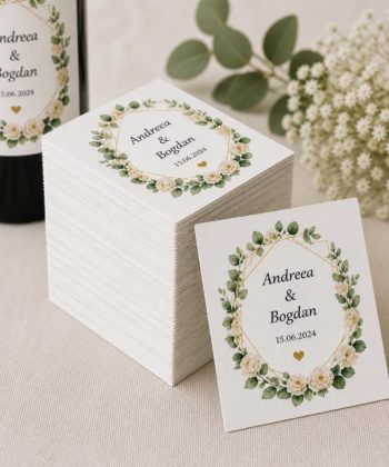 Etichete sticle nunta personalizate set 35 buc cu nume si data – etichete vin si sampanie