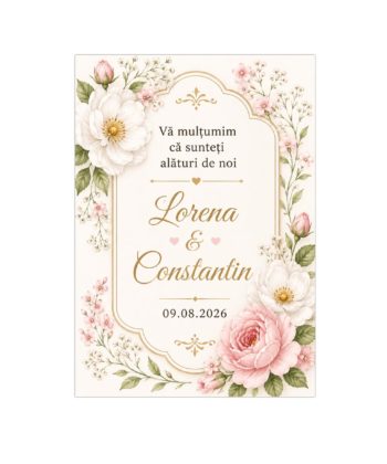 Eticheta sticla vin nunta florala print