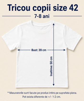 Dimensiuni tricou copii 7-8 ani size 42 bust 39 cm inaltime 50 cm